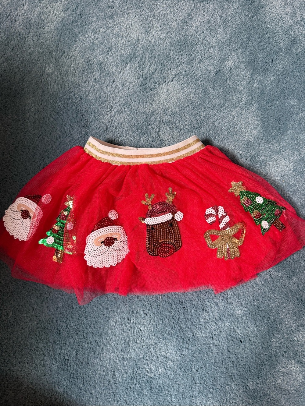 Mud Pie Red Tulle Skirt with White Waistband
